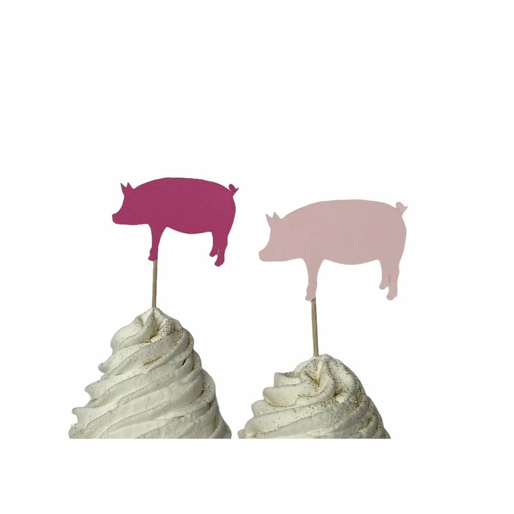 Pig Cupcake Toppers, Piggy Theme, Pig Party Pig Decor, Farm Cupcake
